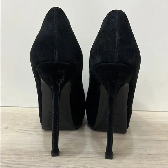 Yves Saint Laurent Black Suede Heels - Picture 4 of 8